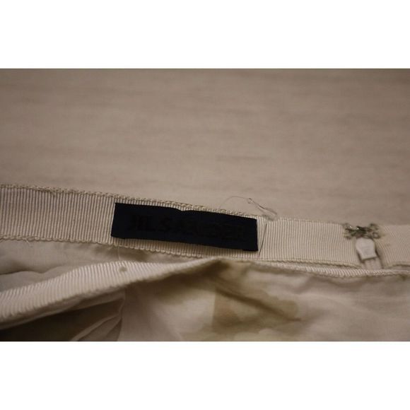Jil Sander Women Sz 42/US 10 Beige Ivory Brown Back Zip Mid-Length Pleated Skirt - Picture 7 of 11
